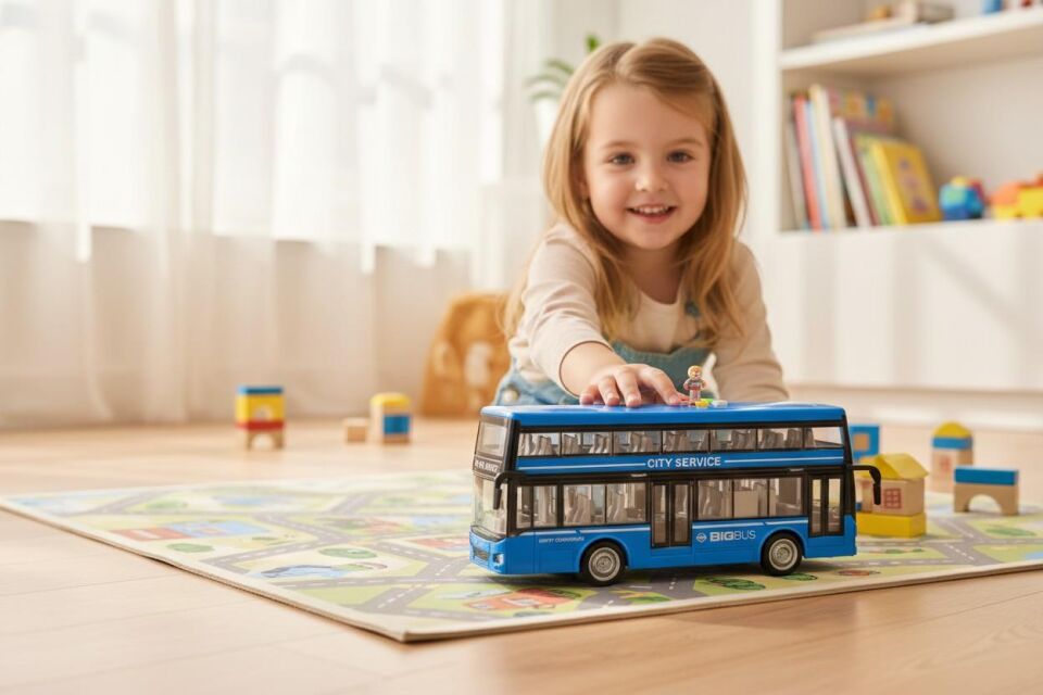 WY912B PİLLİ SESLİ ÇİFT KAT OYUNCAK OTOBÜS