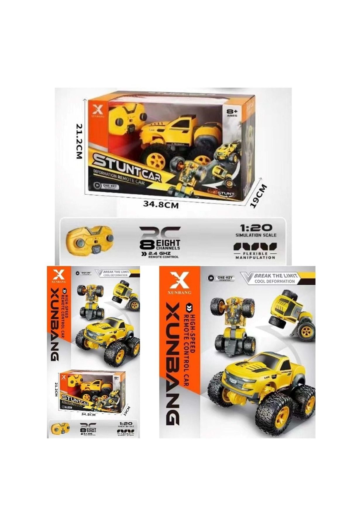 Uzaktan Kumandalı Robota Dönüşebilen Sarı Kamyon Oyuncak 1/20