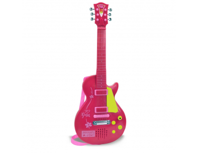 Elektronik Tuşlu ve Telli Askılı Pembe Gitar