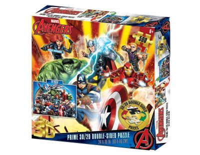 Prime 3D Marvel Avengers Çift Taraflı Puzzle 500 Parça