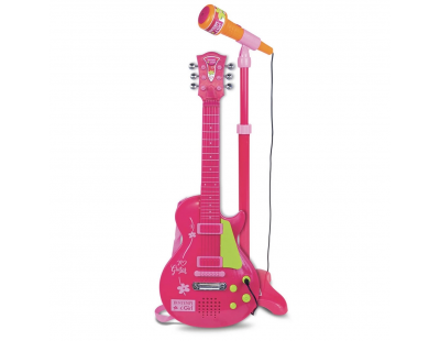 Elektronik Ayaklı Mikrofonlu Pembe Gitar