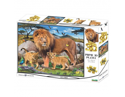 Prime 3D - Aslan Ailesi 500 Parça Yetişkin Puzzle