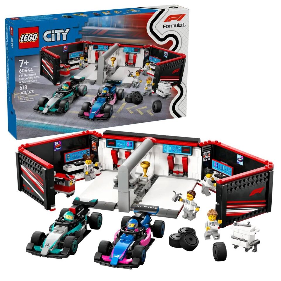 60444 Lego City F1 Garajı ve Mercedes-AMG ve Alpine Arabaları 678 parça +7 yaş