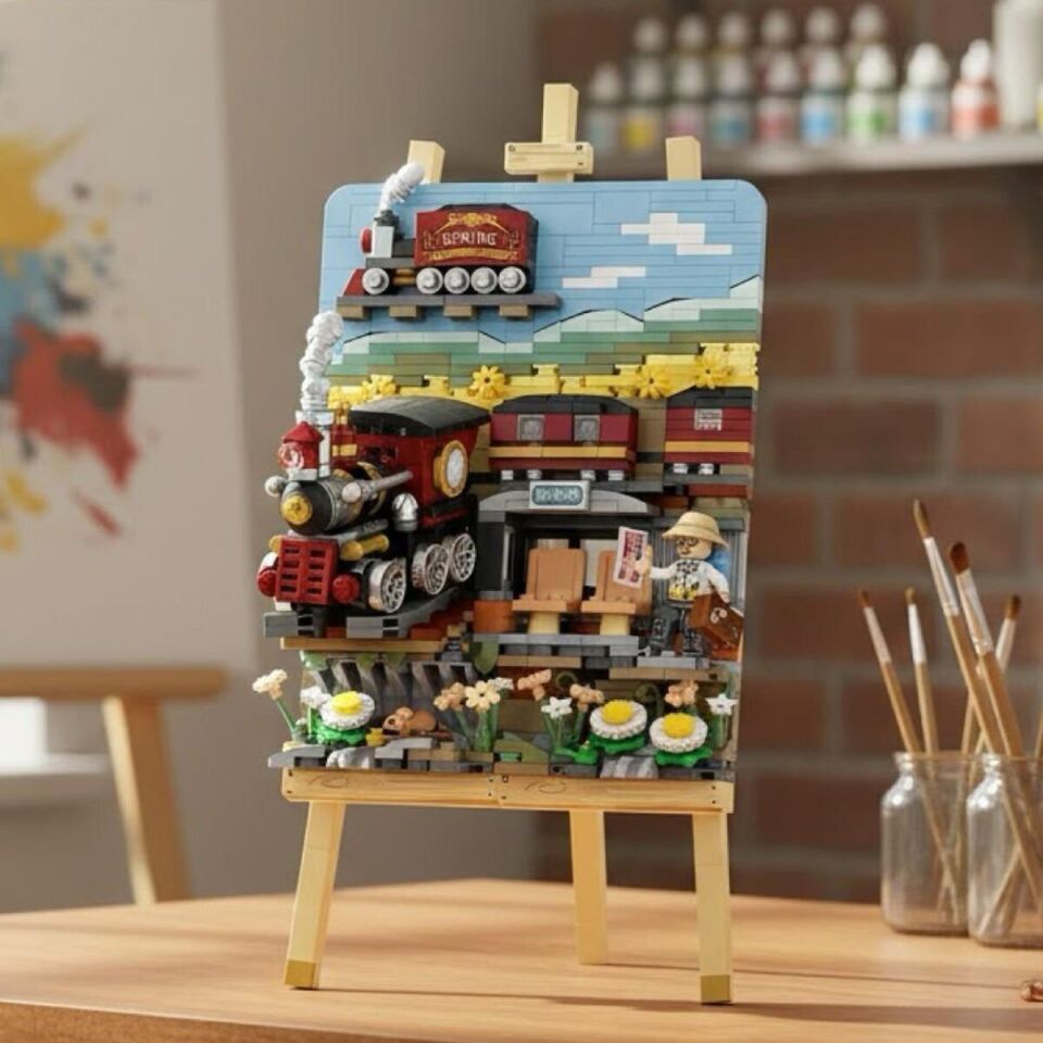 LZ-1296 LOZ TREN İSTASYONU AHŞAP BOYAMA 758 PARÇA BLOCK OYUNCAK