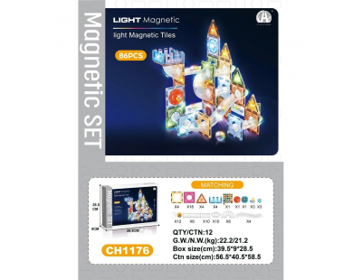 7.5CM Işıklı Manyetik Blok 86 Parça