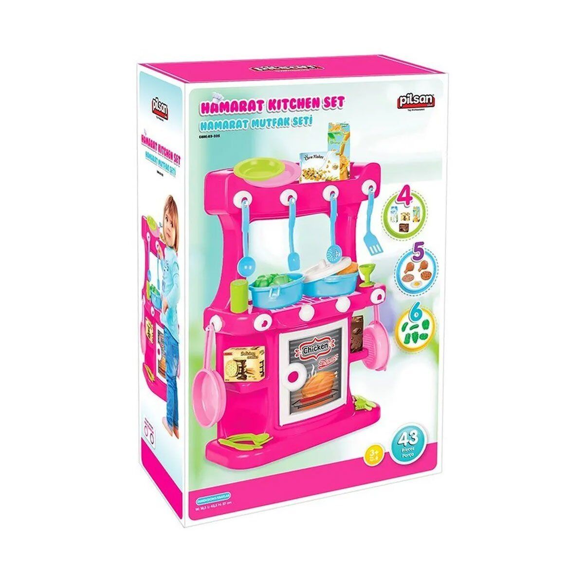 Pilsan 03-335 Ayaklı Pembe Hamarat Mutfak Seti