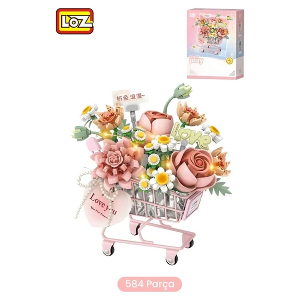 LZ4124 LOZ PEMBE ARABALI ÇİÇEKLER 584 PARÇA BLOCK
