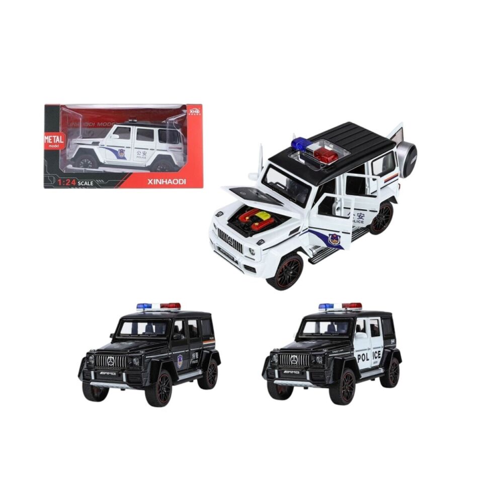 XHD-C2433 KUT 1:24 IŞIKLI SESLİ MODEL METAL POLİS JEEP(Belirtilen fiyat, tekli satış için adet fiyatıdır.)