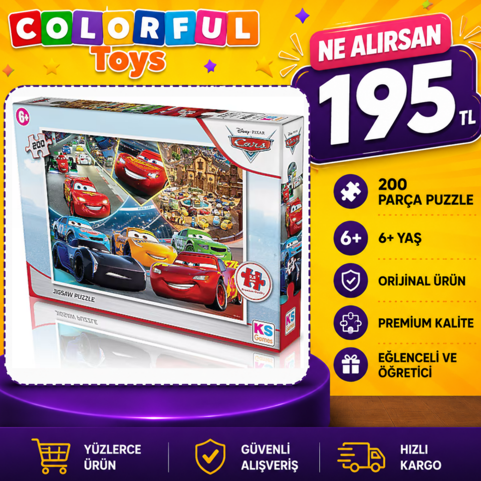200 Parça Orijinal Cars Puzzle