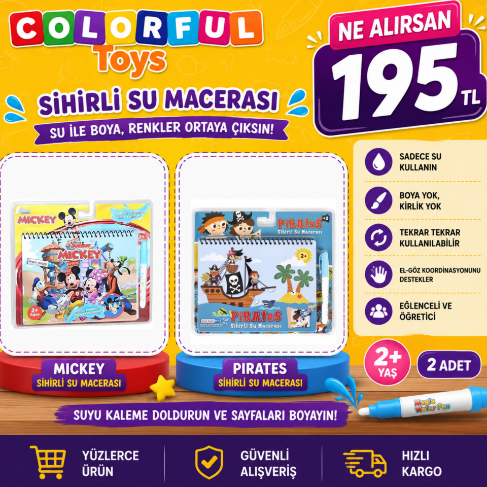 2 Adet Sihirli Boyama Kitabı