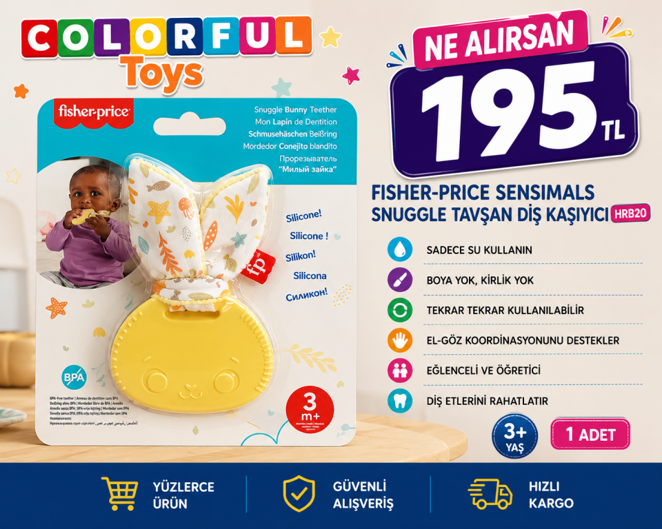 Fisher-Price Sensimals Snuggle Tavşan Diş Kaşıyıcı HRB20