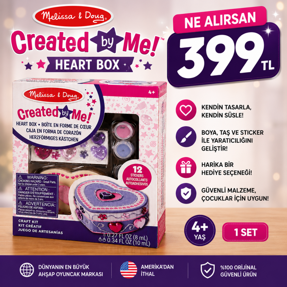 Melissa and Doug Ahşap Kalp Kutu- Sen Yap sen Oyna