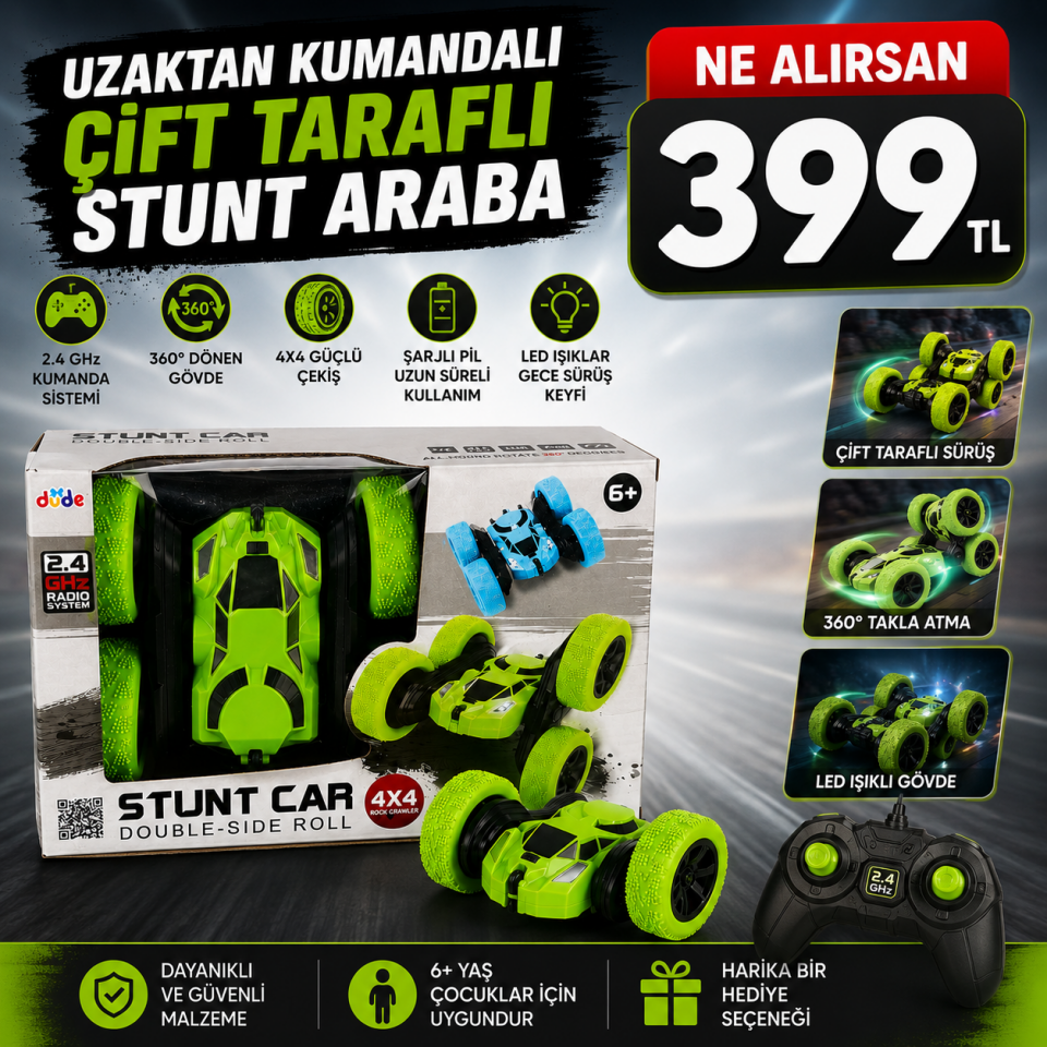 Full Fonksiyon Uzaktan Kumandalı Stunt Araba