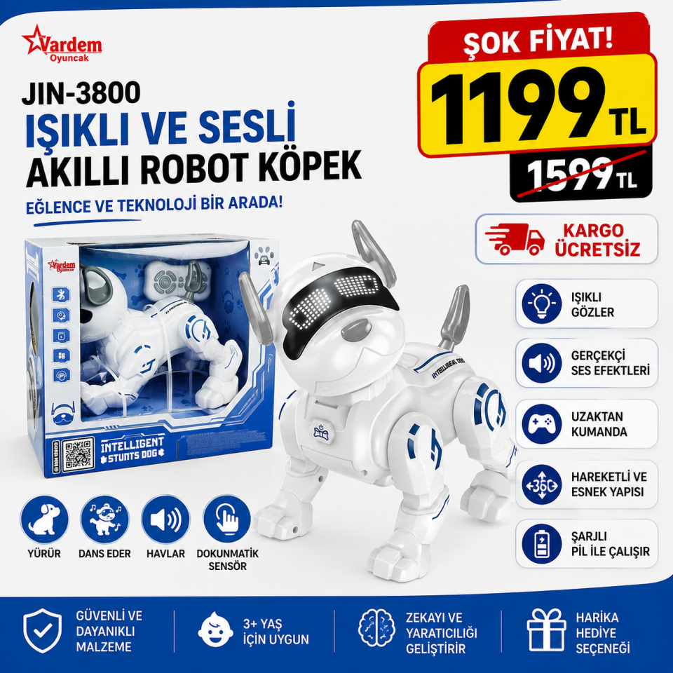 Vardem JIN-3800 Işıklı ve Sesli Akıllı Robot Köpek