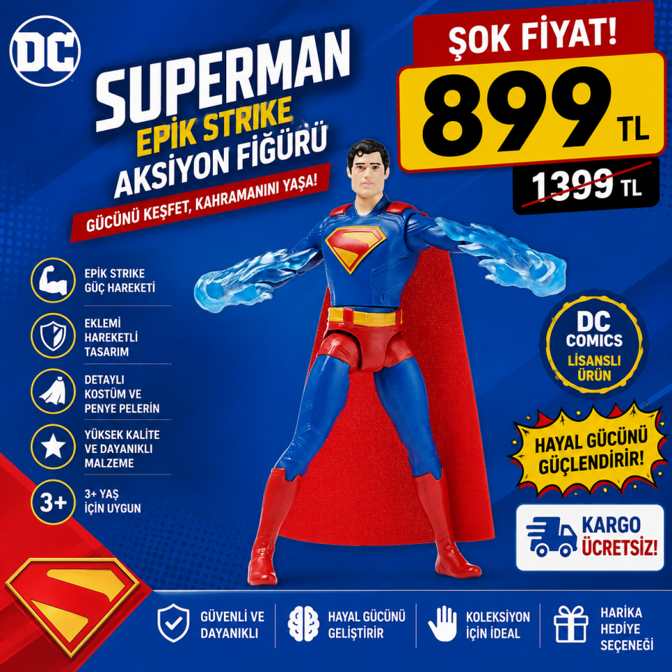 Spinmaster DC Comics Superman Epik Strike Aksiyon Figürü - Hammer