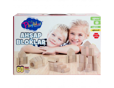 Playwood Kutuda Ahşap Renkli Bloklar 60 Parça
