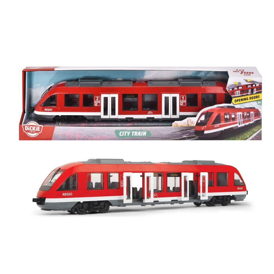 203748002 Dickie City Train free wheel interior opening doors and roof 1 43