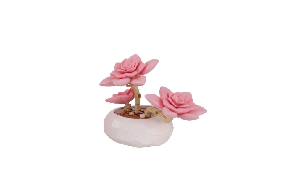 P655064 PANLOS PEMBE NİLÜFER SUKULENT MODEL 82 PARÇA BLOCK OYUNCAK