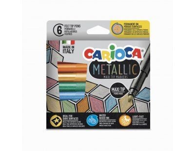 Carioca 6 Renk Maxi Tip Metalik Keçeli Kalem Seti