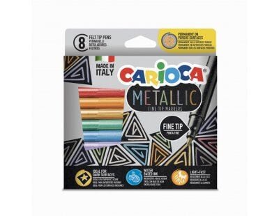 Carioca 8 Renk Fine Tip Metalik Keçeli Kalem Seti