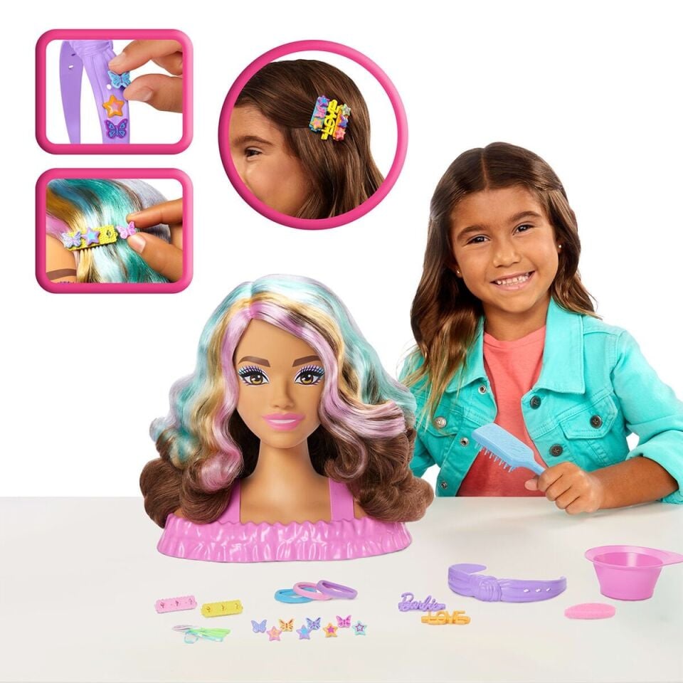 JFG82 Barbie Saç Tasarımı Büstü - Kahverengi Saçlı