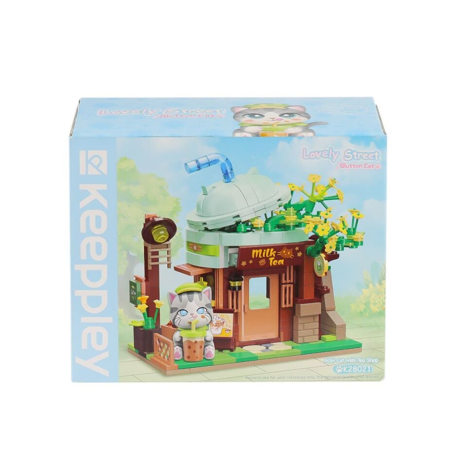 KP28021 Keeppley Lovely Street - Ash Cat Milk Tea Shop 411 Parça Yapım Seti