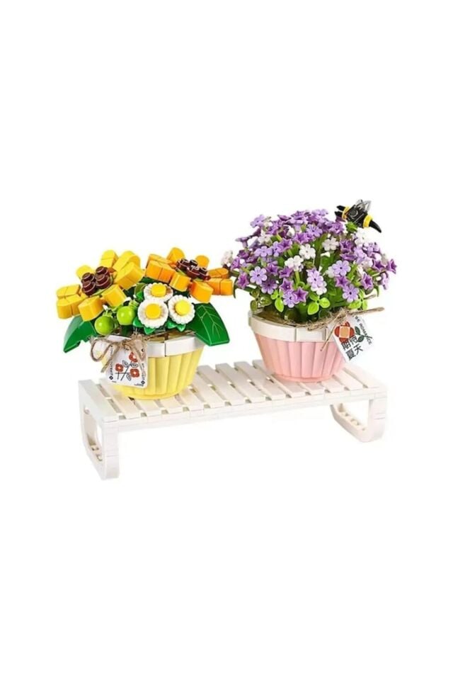 LZ1674 LOZ Eternal Flowers Serisi - Saksıda Çiçekler ''Letters from Spring Baby s Breath'' ''Daisy With Bee'' 534 Parça Yapım Seti