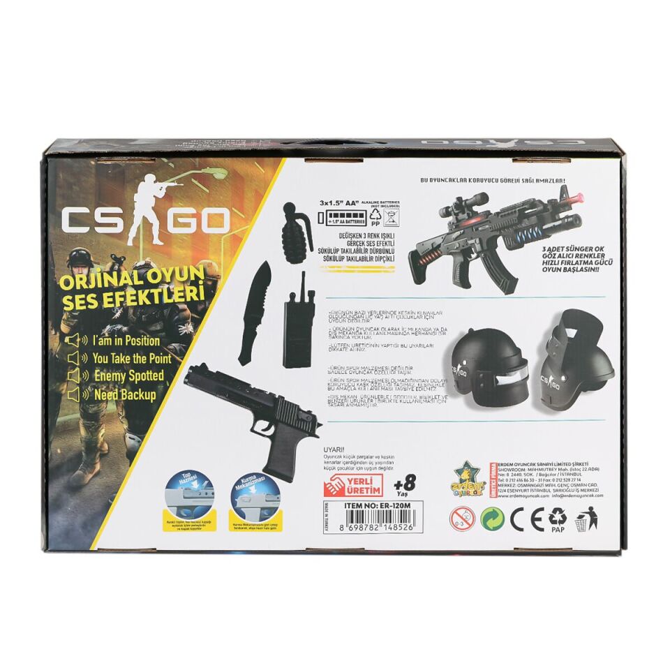 ER-120M CS Go Kask ve Silah Oyun Seti -Erdem Oyuncak