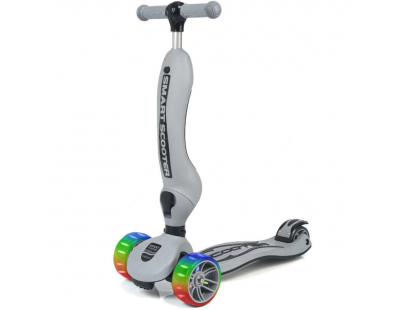 Smart Oturaklı 3 Tekerlekli Işıklı Scooter Bebe Gri