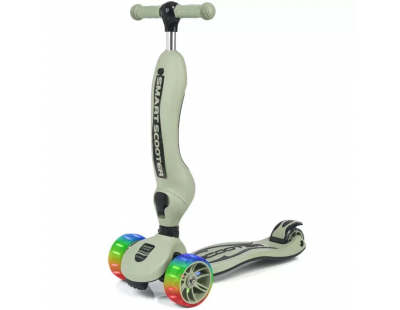 Smart Oturaklı 3 Tekerlekli Işıklı Scooter Askeri Yeşil