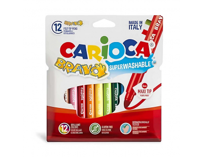 Carioca Bravo Süper Yıkanabilir Keçeli Boya Kalemi 12 li 42755