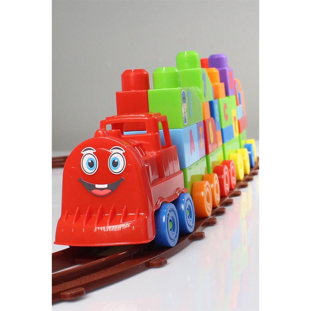 Play Blox Oyuncak Tren Seti 77 Parça Sayılar ve Alfabe Treni Parlak Renkler Mega Blok Seti