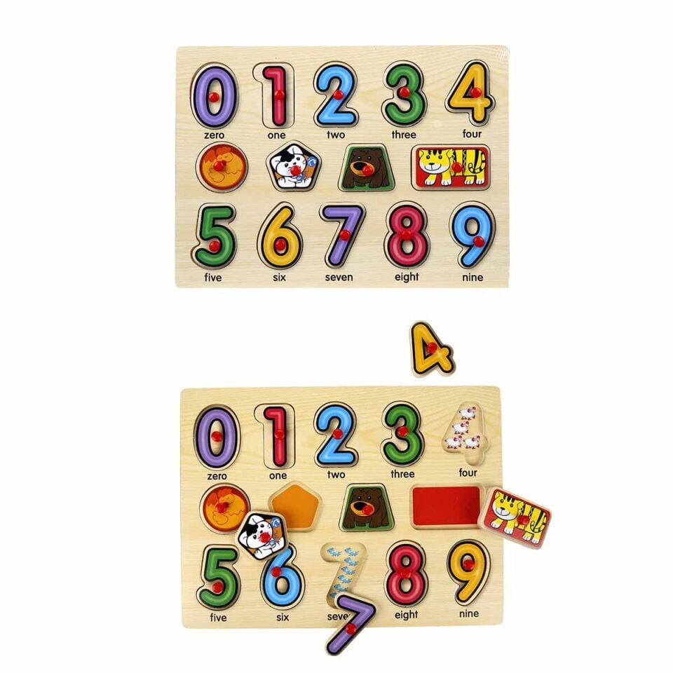 130444 Ahşap Raptiyeli Puzzle Saat