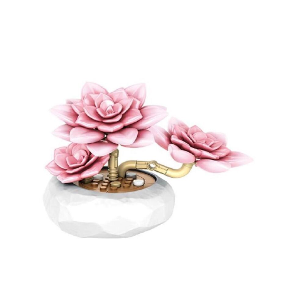 P655064 PANLOS PEMBE NİLÜFER SUKULENT MODEL 82 PARÇA BLOCK OYUNCAK