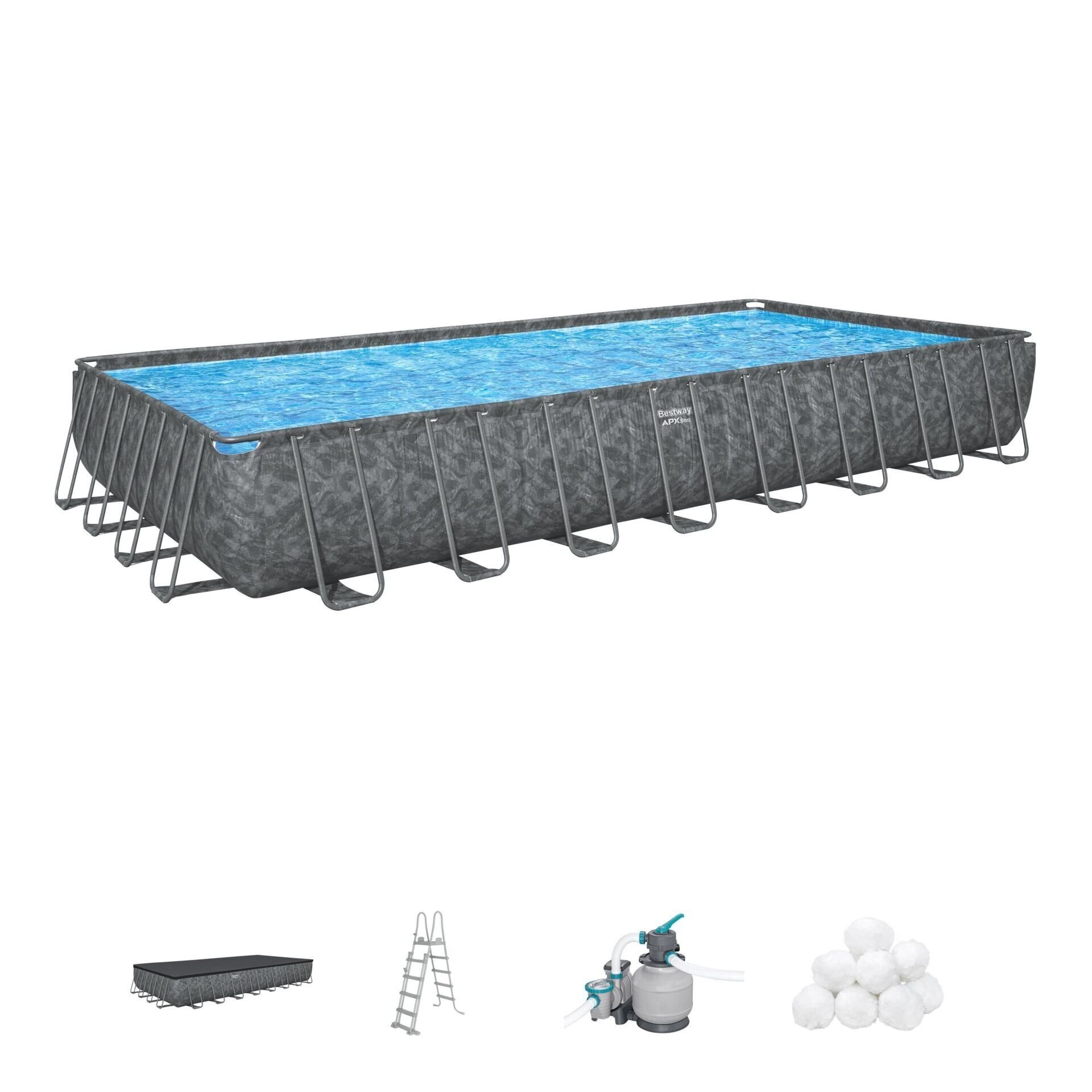 Bestway® APX 365™ 561KJ Dikdörtgen Prefabrik Havuz Seti 9,56 m x 4,88 m x 1,32 m