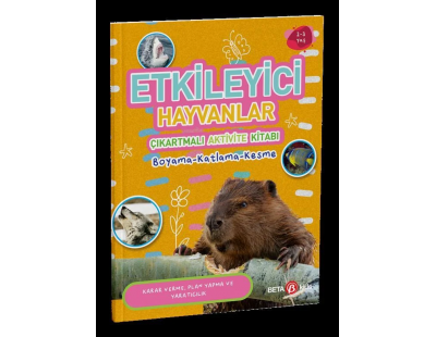 Etkileyici Hayvanlar Çıkartmalı Aktivite Kitabı Boyama-Katlama-Kesme
