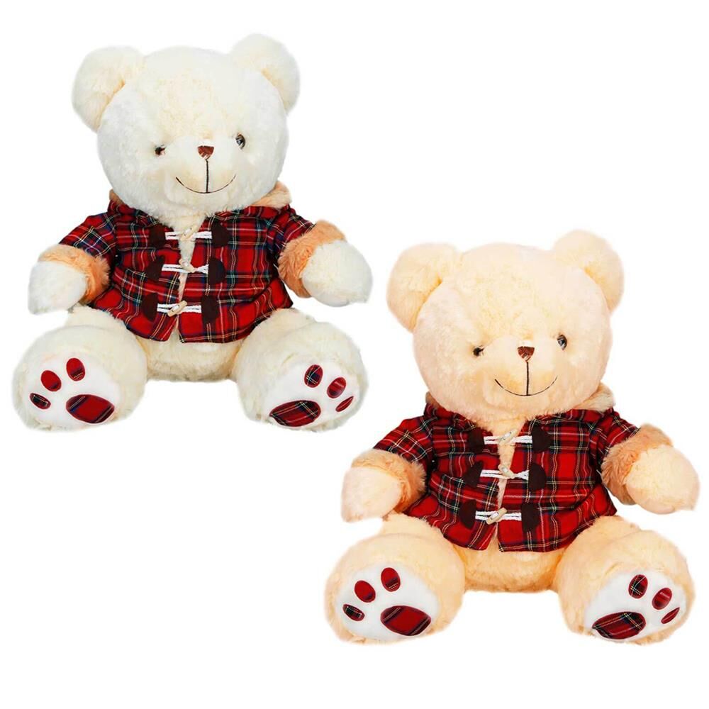 Ekose Elbiseli Peluş Ayı 45 cm