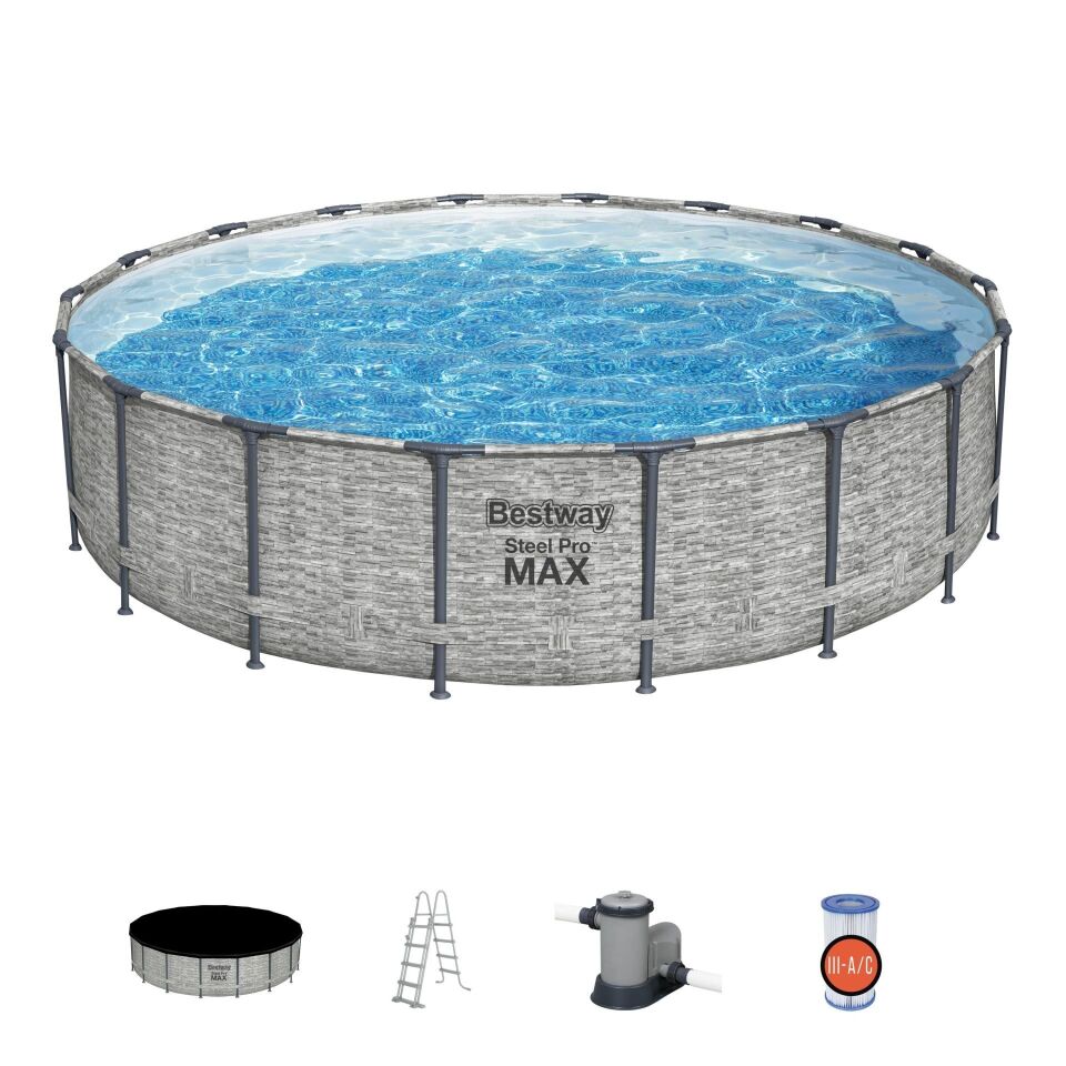 Bestway® 5618Y Steel Pro MAX™ Prefabrik Yer Üstü Çember Havuz Seti 5,49 m x 1,22 m