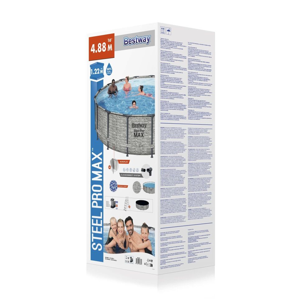 Bestway® 5619E Steel Pro MAX™ Prefabrik Yer Üstü Çember Havuz Seti 4,88 m x 1,22 m