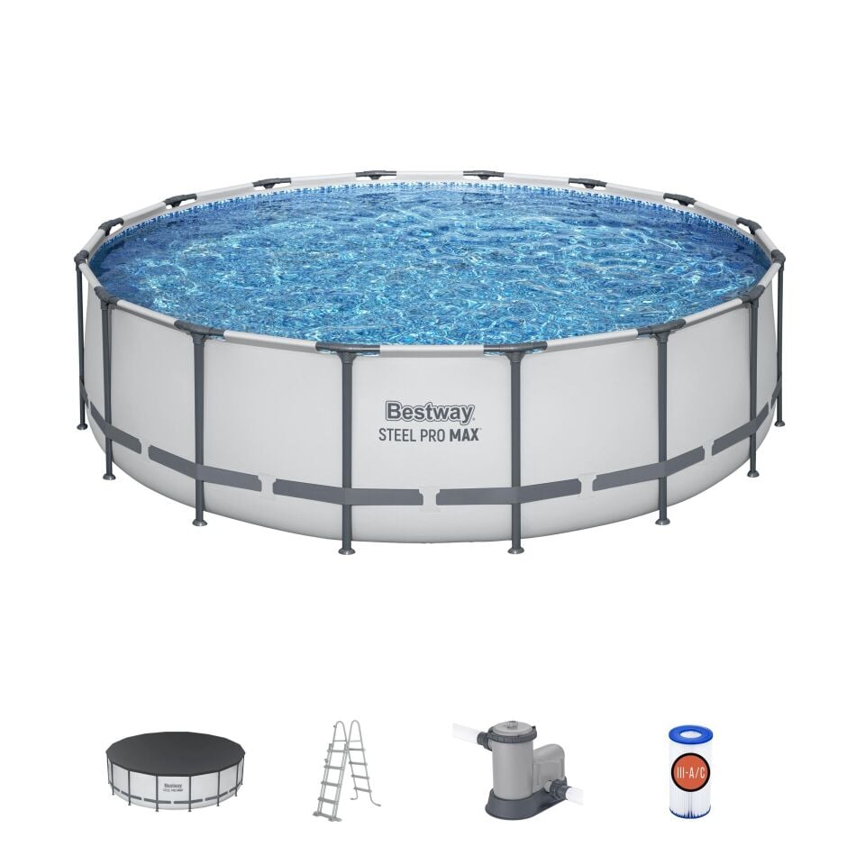 Bestway® 5612Z Steel Pro MAX™ Prefabrik Yer Üstü Çember Havuz Seti 4,88 m x 1,22 m