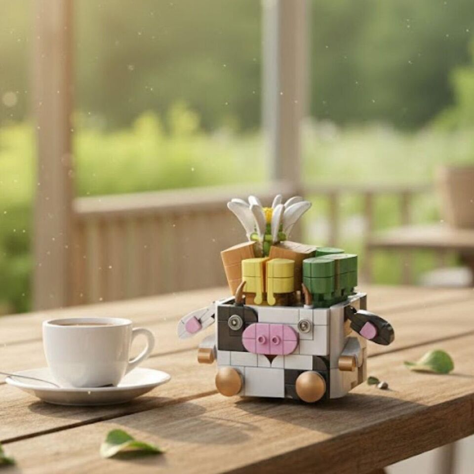 P655012 PANLOS HAYVAN SAKSILARI BUKET SETLERİ İNEK 341 PARÇA BLOCK OYUNCAK