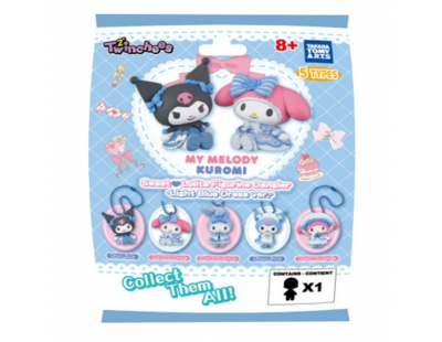 Twinchees My Melody ve Kuromi Mavi Şirin Elbiseli Anahtarlık Figür Serisi