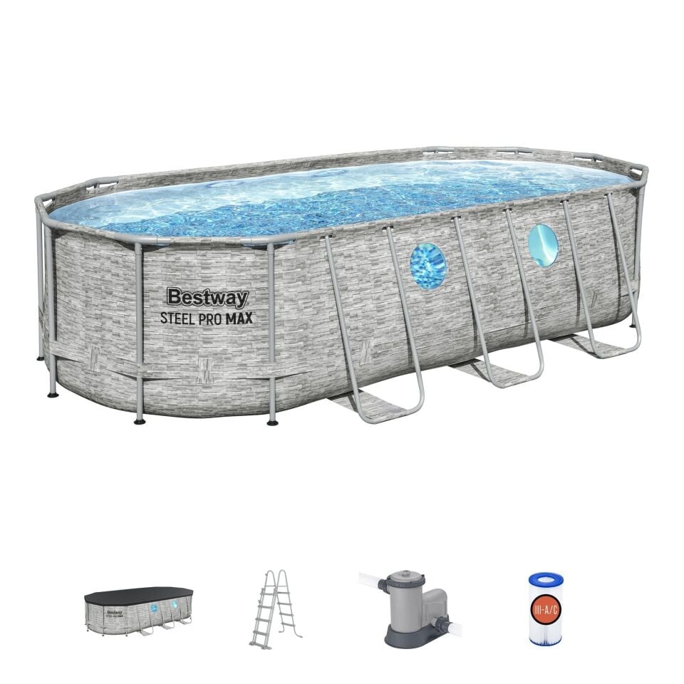 Bestway® 56716 Power Steel™ Vista Serisi 2- Prefabrik Yer Üstü Havuz Seti 5,49 m x 2,74 m x 1,22 m