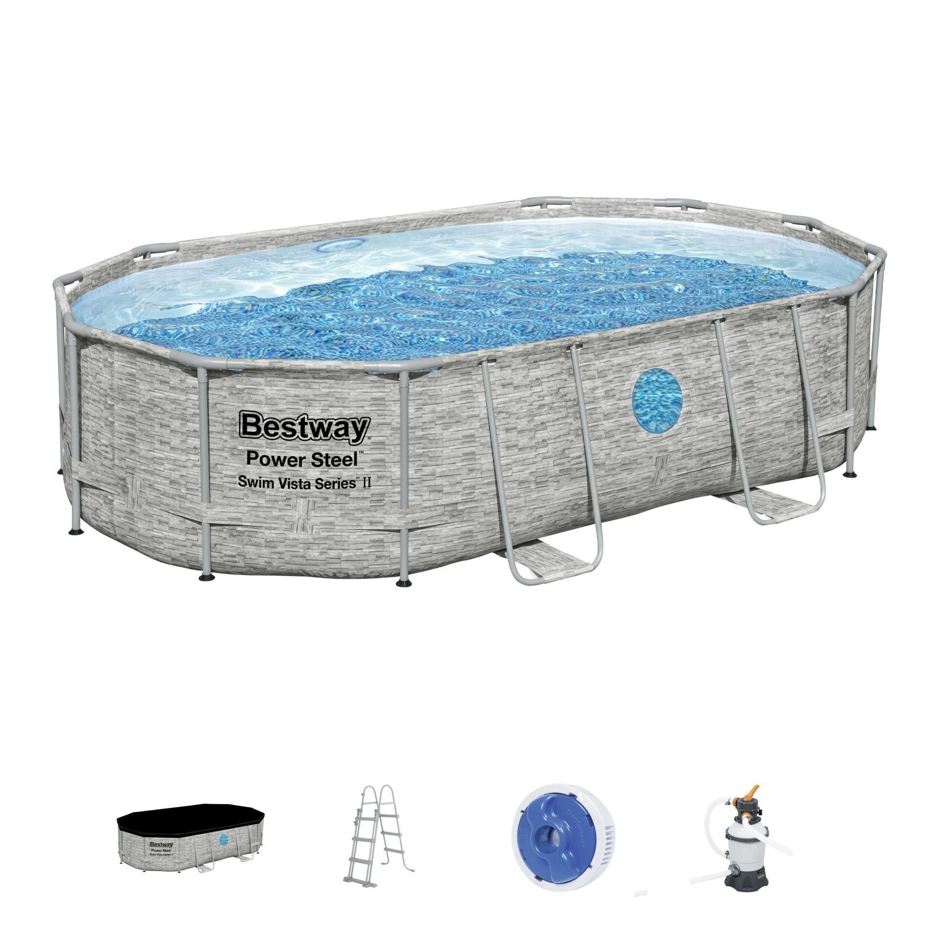 Bestway® 56946 Power Steel™ Vista Serisi 2-  Prefabrik Yer Üstü Havuz Seti 4,88 m x 3,05 m x 1,07 m