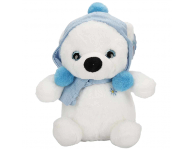 Şapkalı ve Atkılı Peluş Kutup Ayısı 30 cm S00004773