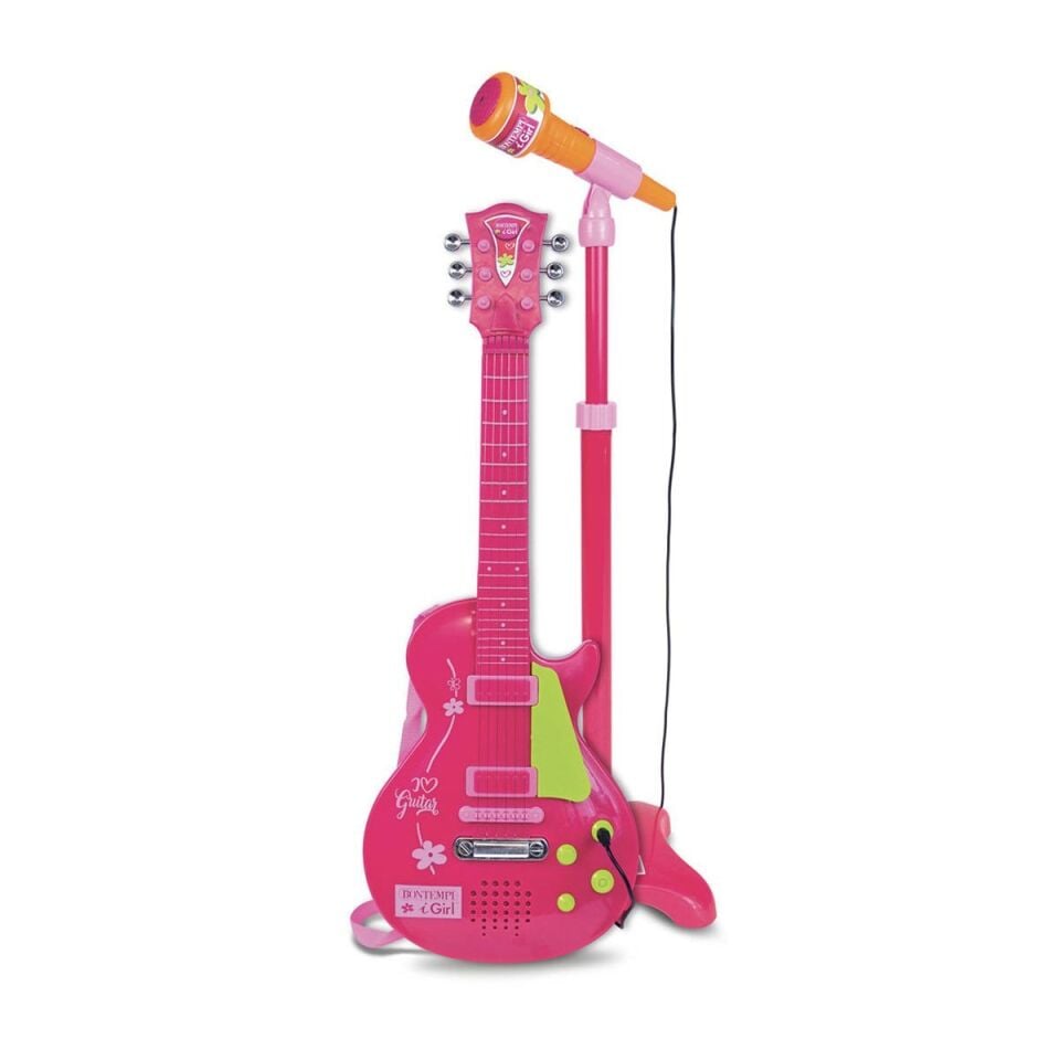 45872  Elektronik Gitar Ayaklı Mikrofon Müzik Seti Pembe -Sunman