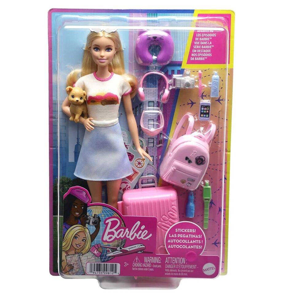 Barbie Köpeği ile Seyahatte Bebeği ve Aksesuarları HJY18