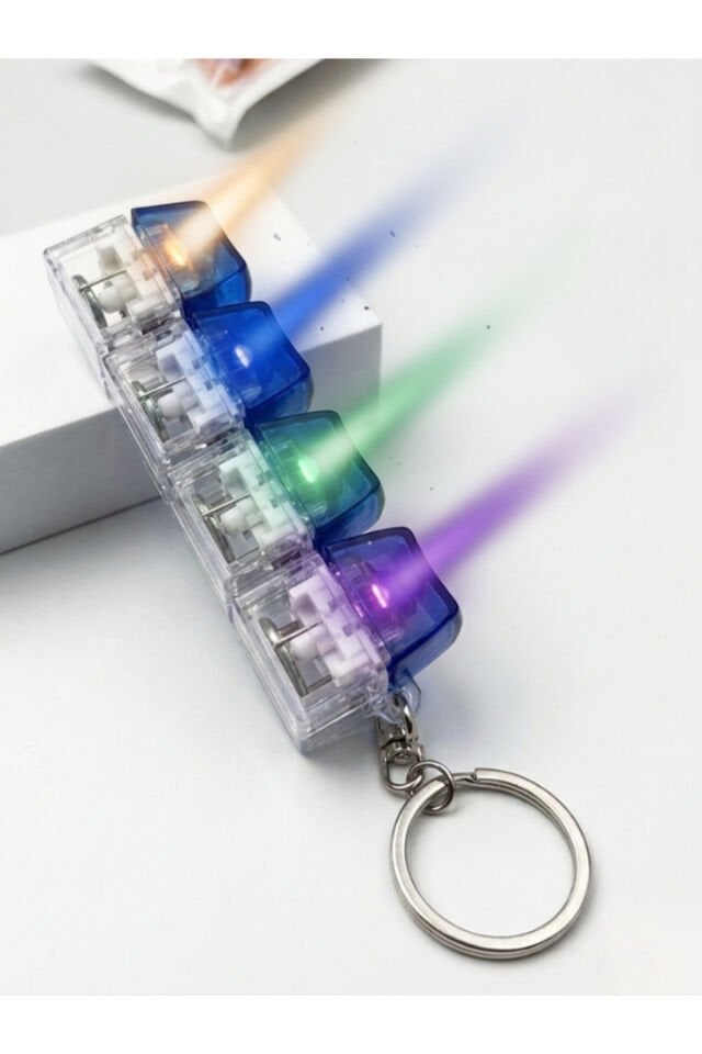 RGB Işıklı Mekanik Klavye Tuşlu Stres Atma Anahtarlığı - 4'lü Fidget Toy
