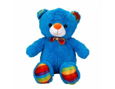 Oturan Kurdeleli Renkli Peluş Ayı 30 cm