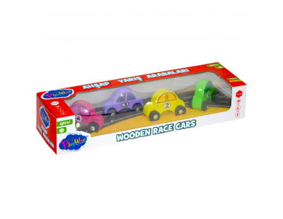 Playwood Ahşap Yarış Arabası 4'lü Paket